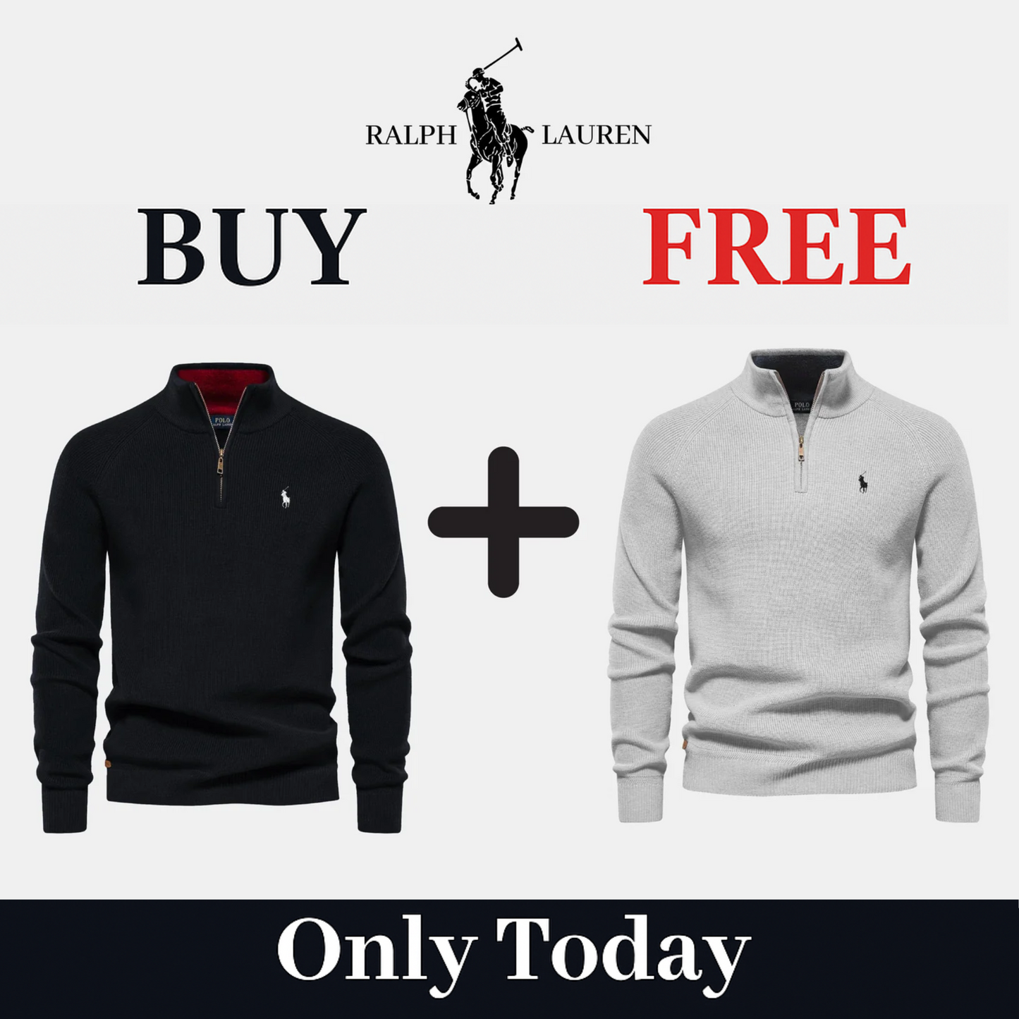 BUY 1, GET 2 - R&L 1+1 Zip Neck Sweater (CLEARANCE)